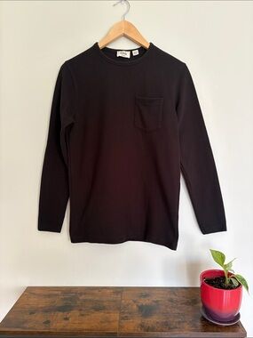 Hedge ribbed long sleeve shirt - Black - Small